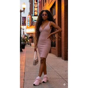 Bebe Metallic Bandage Bodycon Mini Dress Rose Smoke Sparkle Size S Small